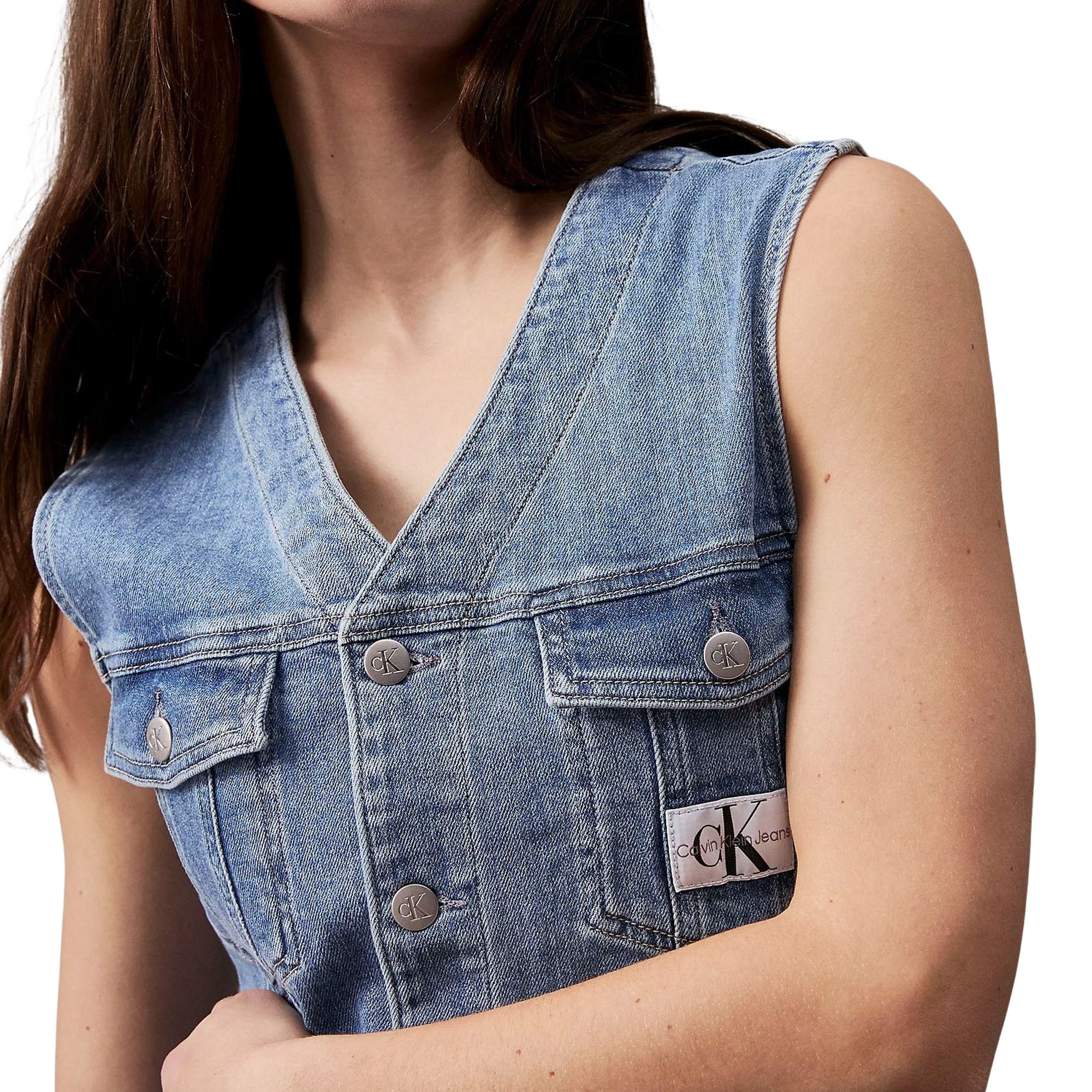 Calvin Klein Sleeveless Denim Dress Women | Plutosport